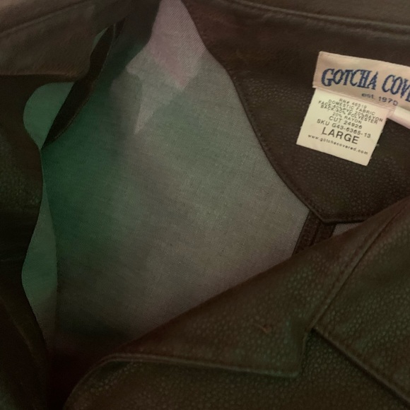 Gotcha Covered chocolate brown soft vegan leather suede like jacket. Large - Picture 6 of 7